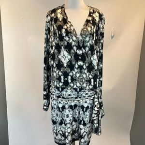 Cache Long Sl Faux Wrap Dress